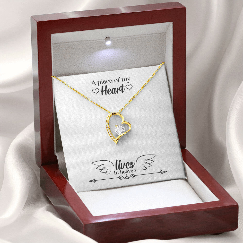 To Mom Remembrance Message A Piece of My Heart Lives in Heaven Forever Necklace w Message Card-Express Your Love Gifts