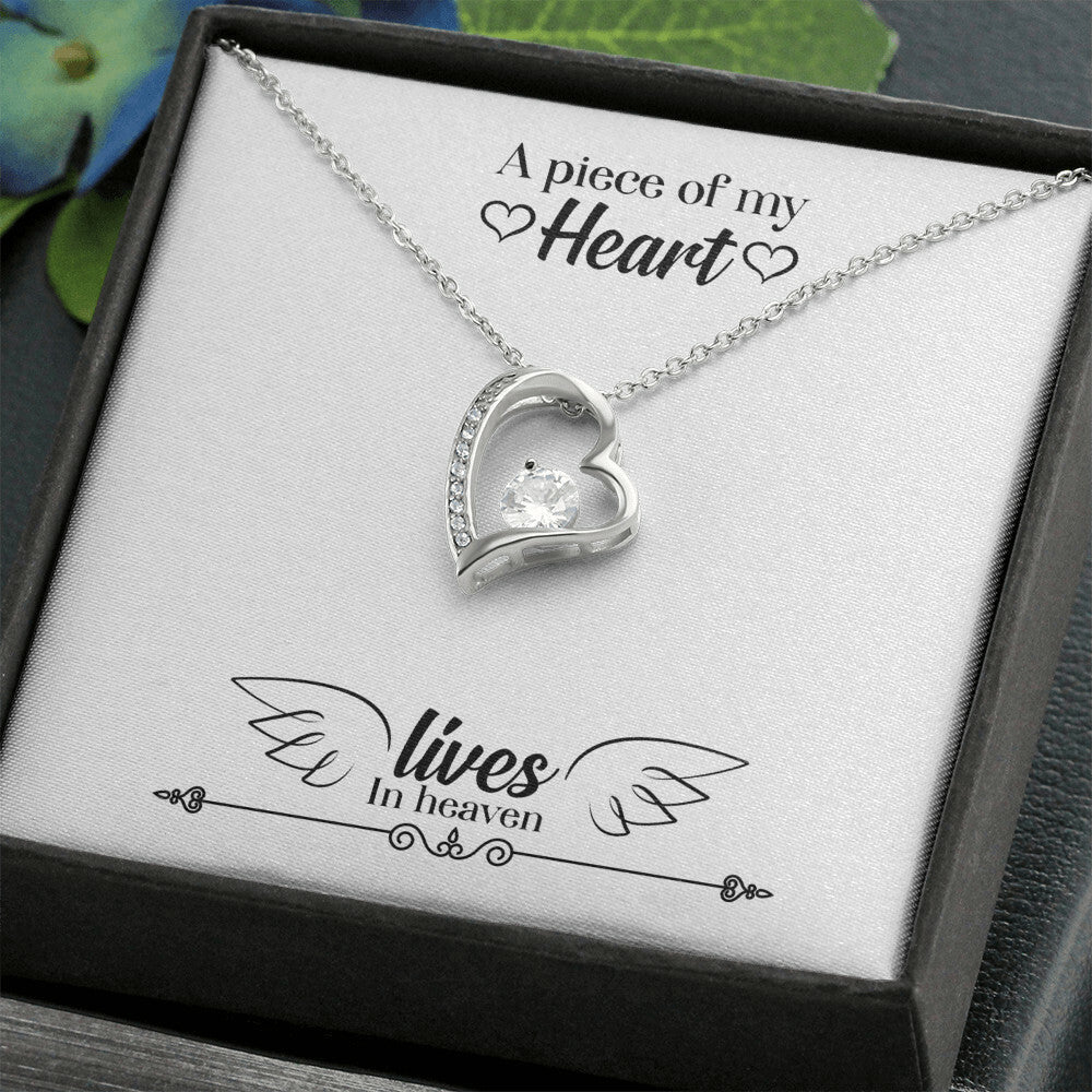 To Mom Remembrance Message A Piece of My Heart Lives in Heaven Forever Necklace w Message Card-Express Your Love Gifts