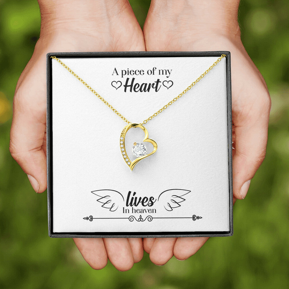 To Mom Remembrance Message A Piece of My Heart Lives in Heaven Forever Necklace w Message Card-Express Your Love Gifts