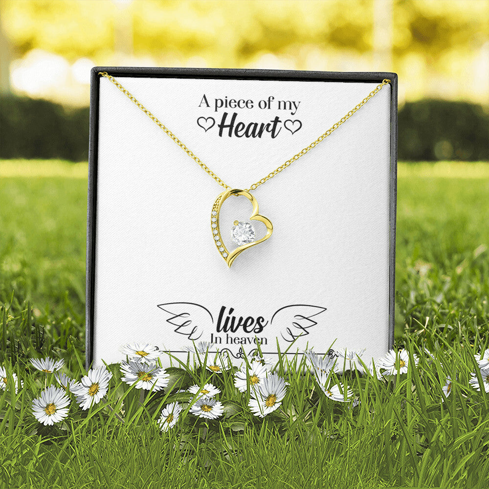 To Mom Remembrance Message A Piece of My Heart Lives in Heaven Forever Necklace w Message Card-Express Your Love Gifts