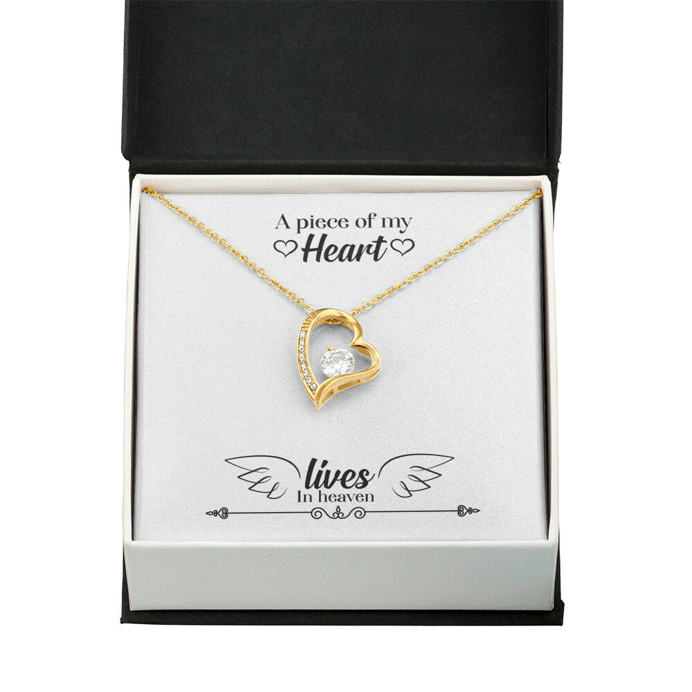 To Mom Remembrance Message A Piece of My Heart Lives in Heaven Forever Necklace w Message Card-Express Your Love Gifts