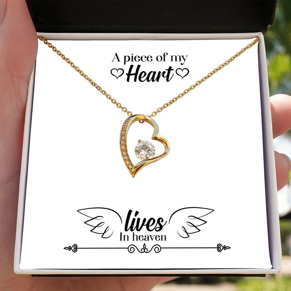 To Mom Remembrance Message A Piece of My Heart Lives in Heaven Forever Necklace w Message Card-Express Your Love Gifts