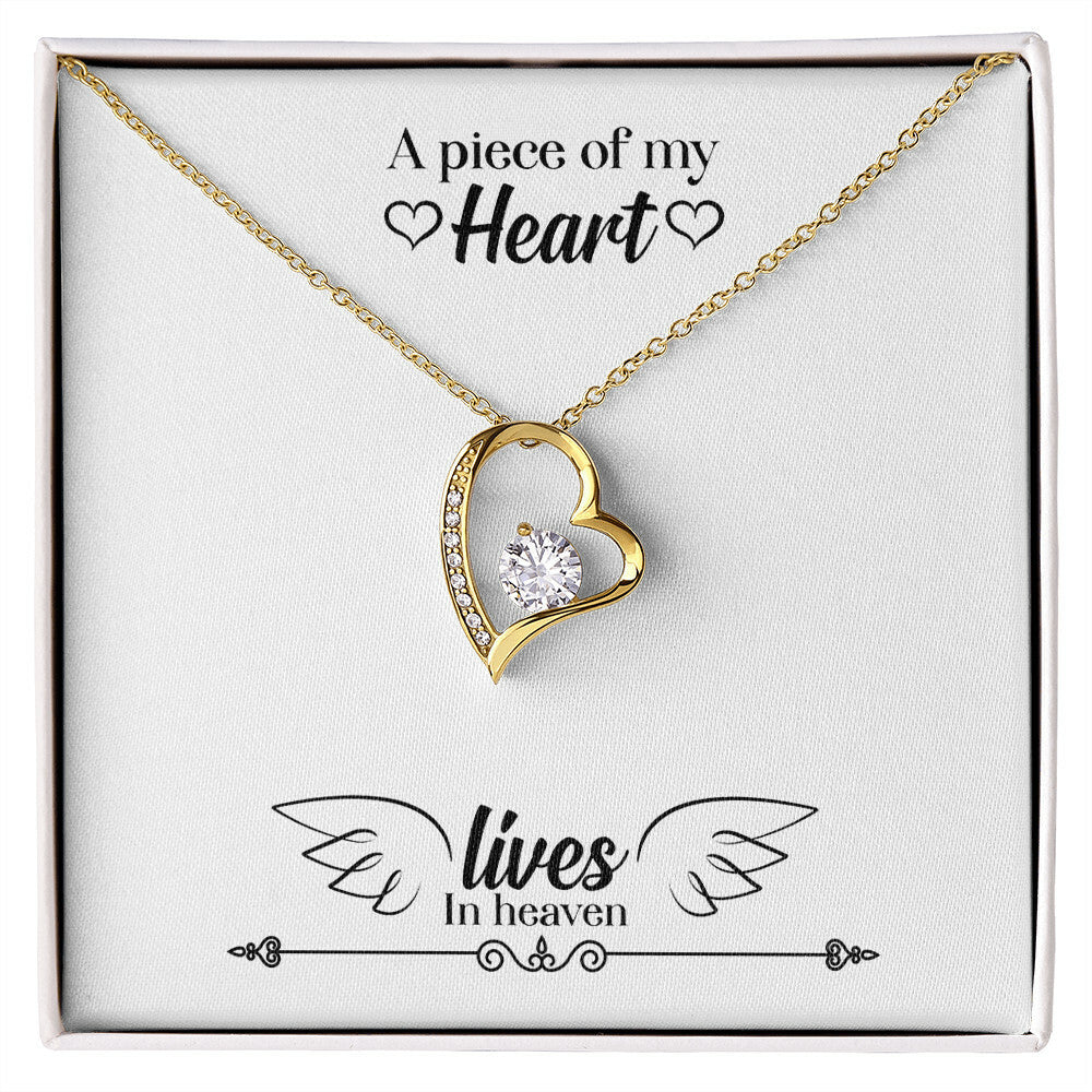 To Mom Remembrance Message A Piece of My Heart Lives in Heaven Forever Necklace w Message Card-Express Your Love Gifts