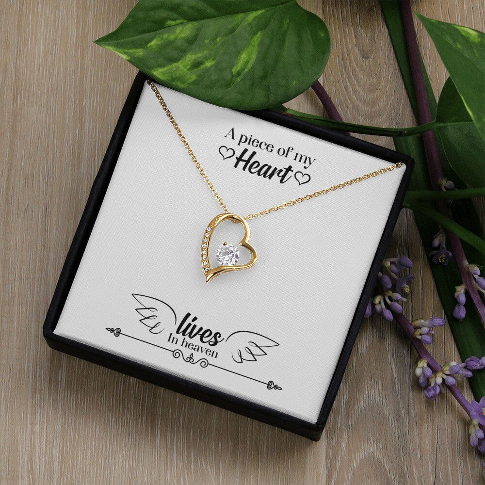 To Mom Remembrance Message A Piece of My Heart Lives in Heaven Forever Necklace w Message Card-Express Your Love Gifts