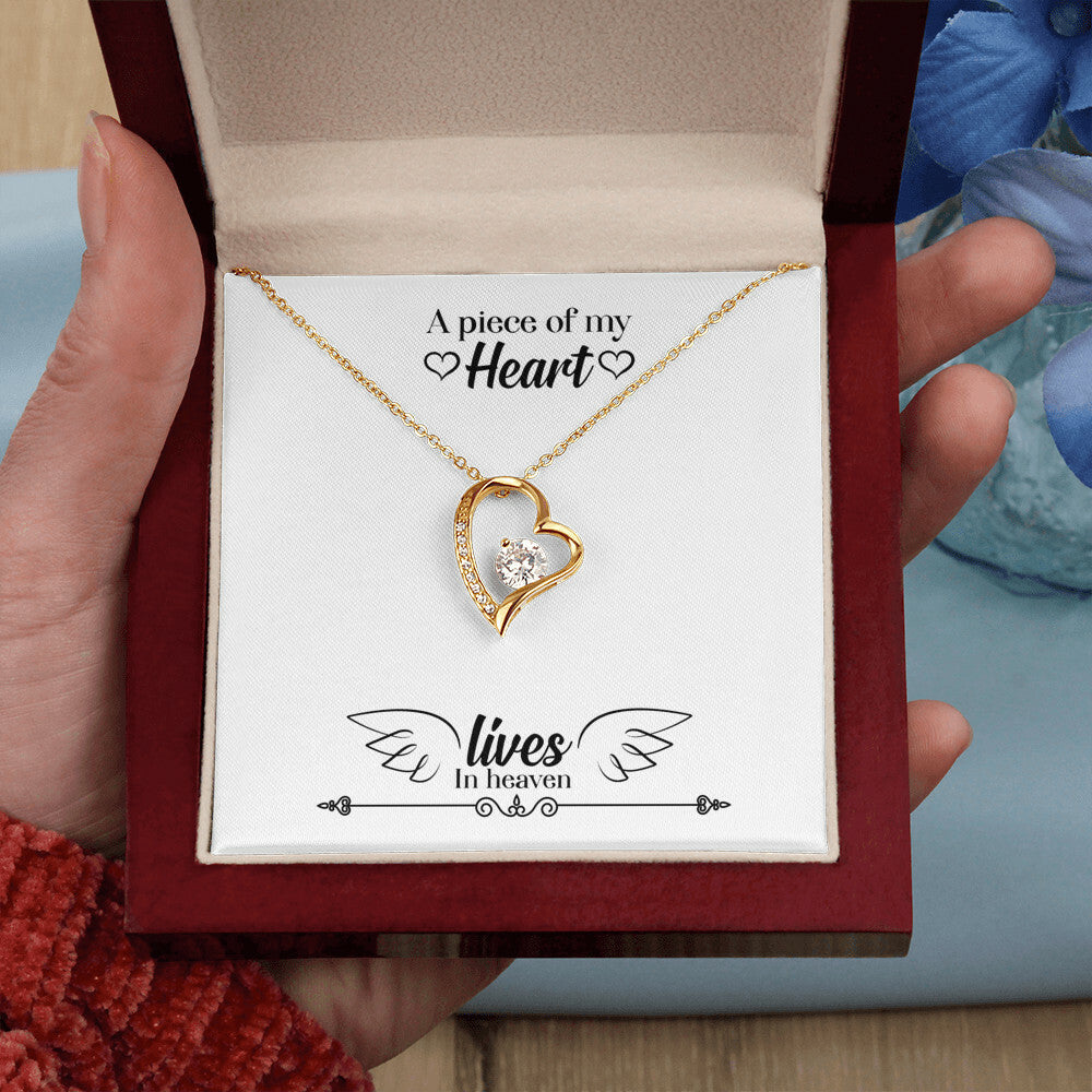 To Mom Remembrance Message A Piece of My Heart Lives in Heaven Forever Necklace w Message Card-Express Your Love Gifts