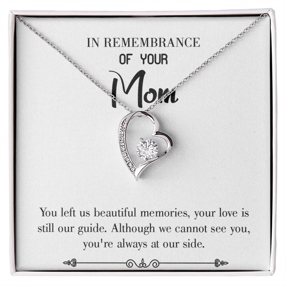 To Mom Remembrance Message Always at Our Side White Forever Necklace w Message Card-Express Your Love Gifts