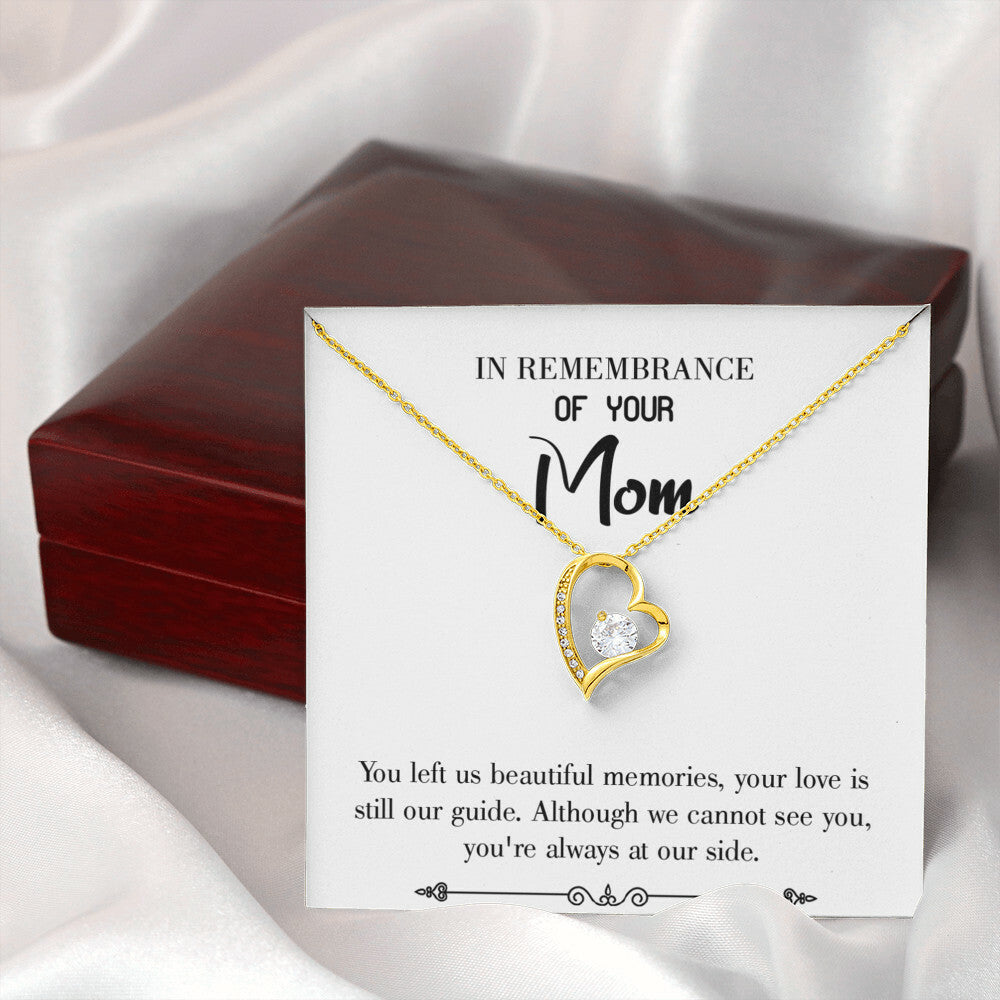 To Mom Remembrance Message Always at Our Side White Forever Necklace w Message Card-Express Your Love Gifts