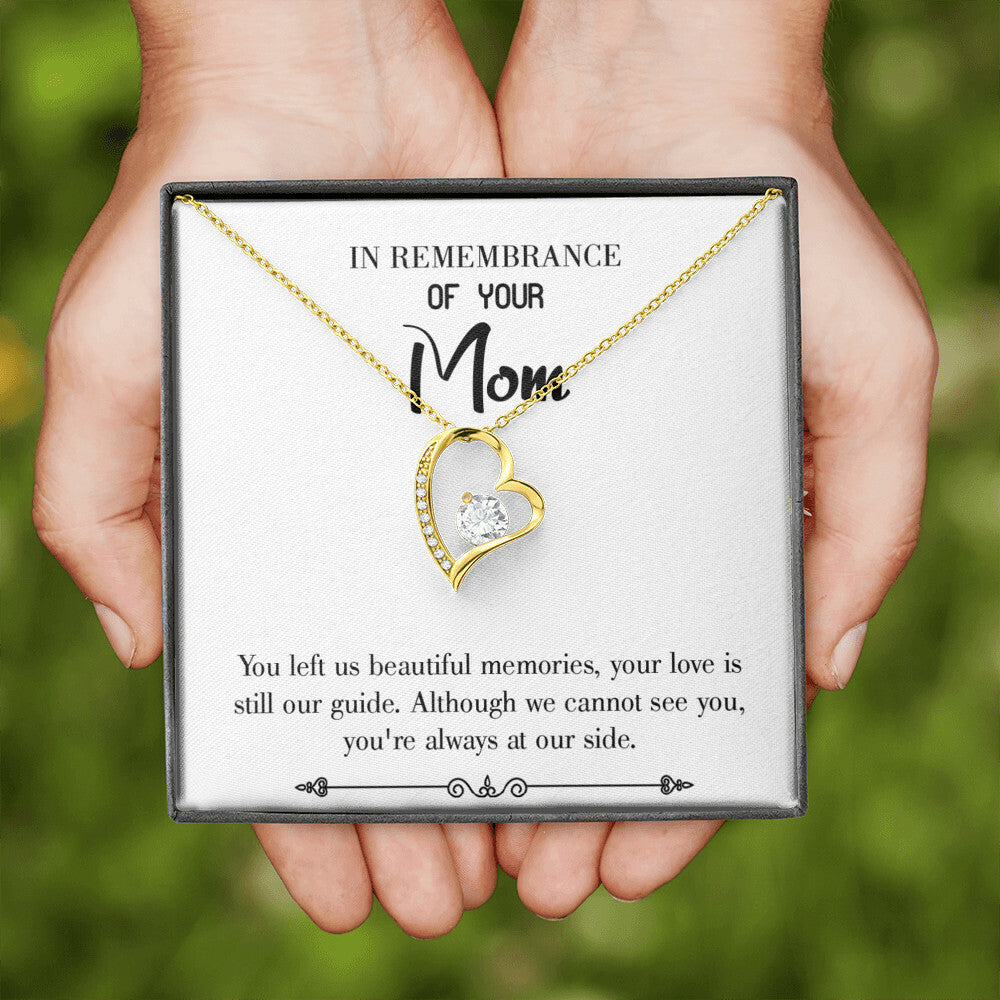 To Mom Remembrance Message Always at Our Side White Forever Necklace w Message Card-Express Your Love Gifts