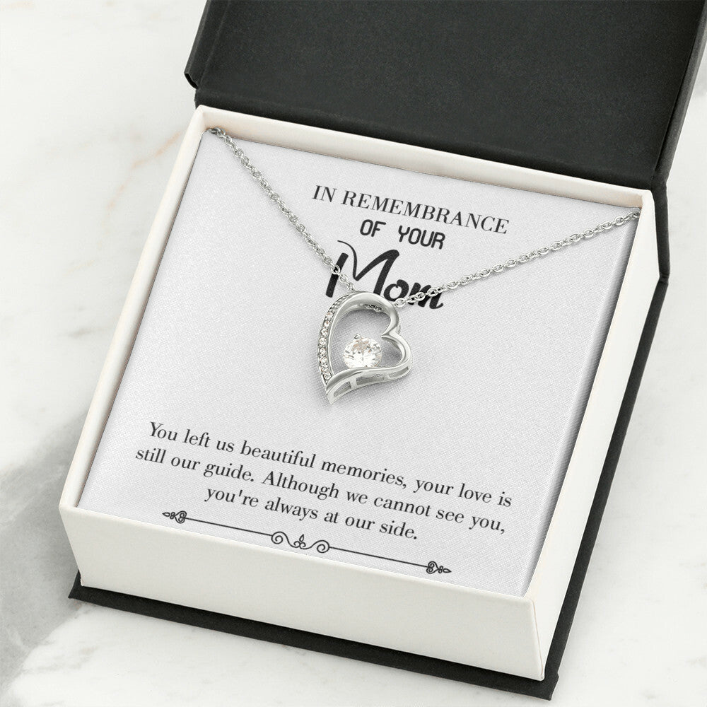 To Mom Remembrance Message Always at Our Side White Forever Necklace w Message Card-Express Your Love Gifts