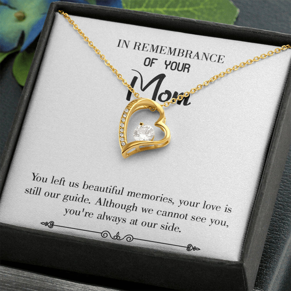 To Mom Remembrance Message Always at Our Side White Forever Necklace w Message Card-Express Your Love Gifts