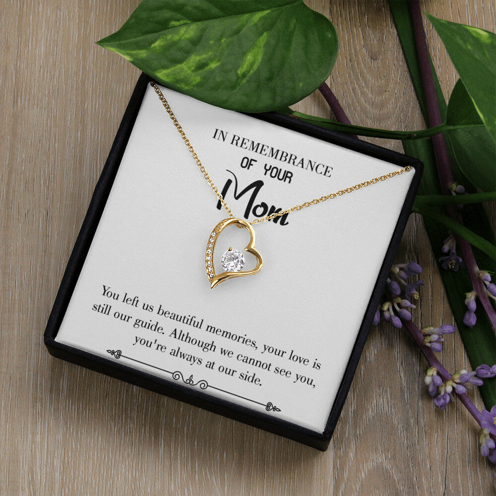 To Mom Remembrance Message Always at Our Side White Forever Necklace w Message Card-Express Your Love Gifts