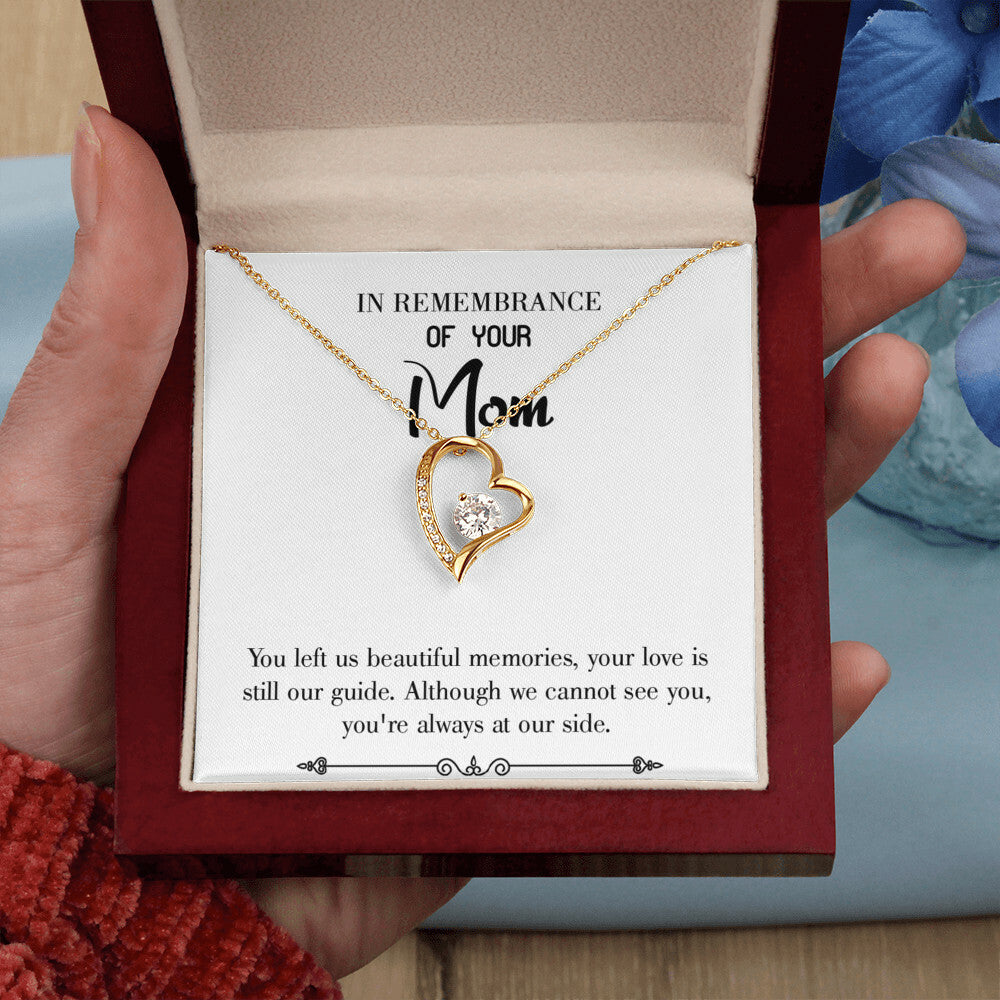 To Mom Remembrance Message Always at Our Side White Forever Necklace w Message Card-Express Your Love Gifts