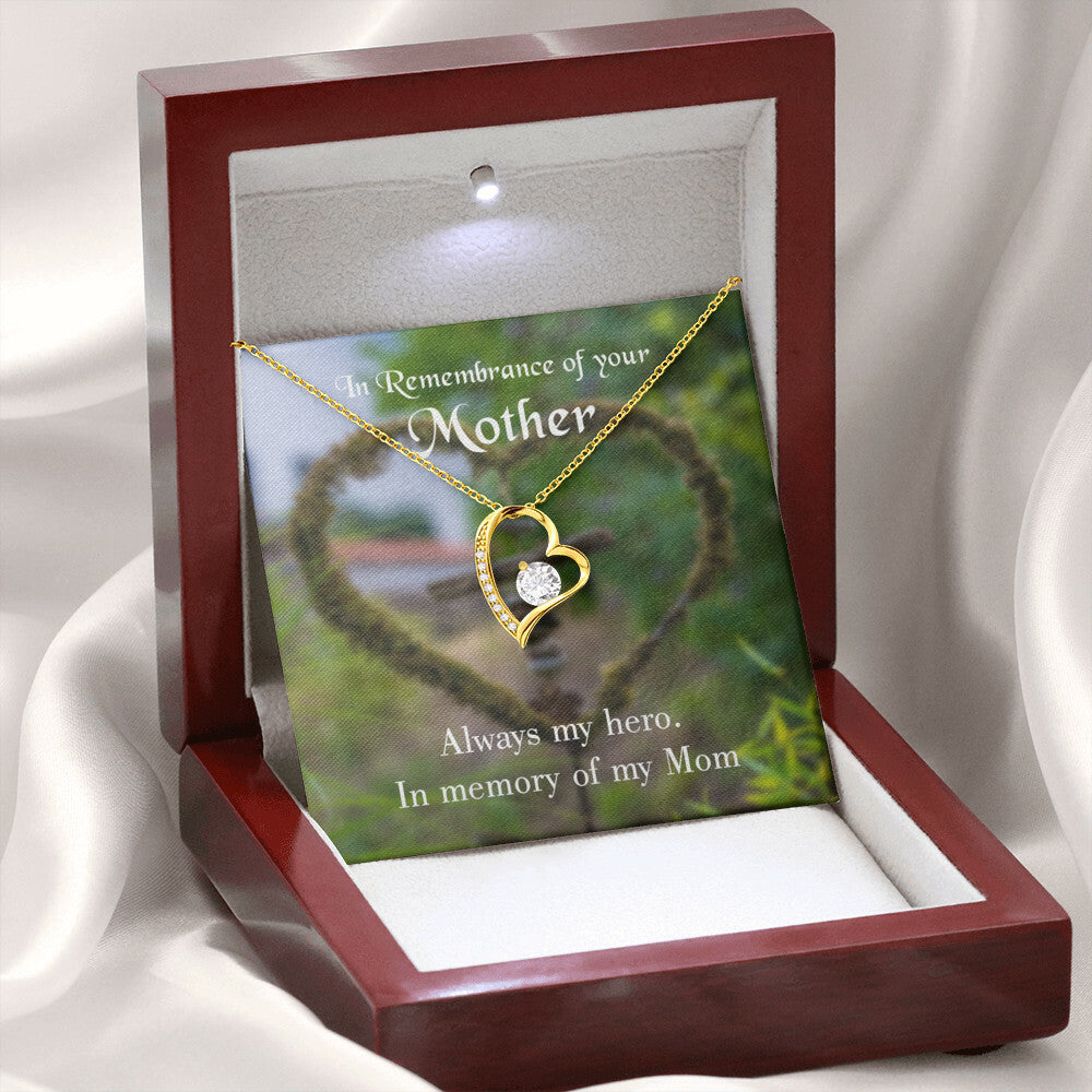 To Mom Remembrance Message Always my Hero Forever Necklace w Message Card-Express Your Love Gifts