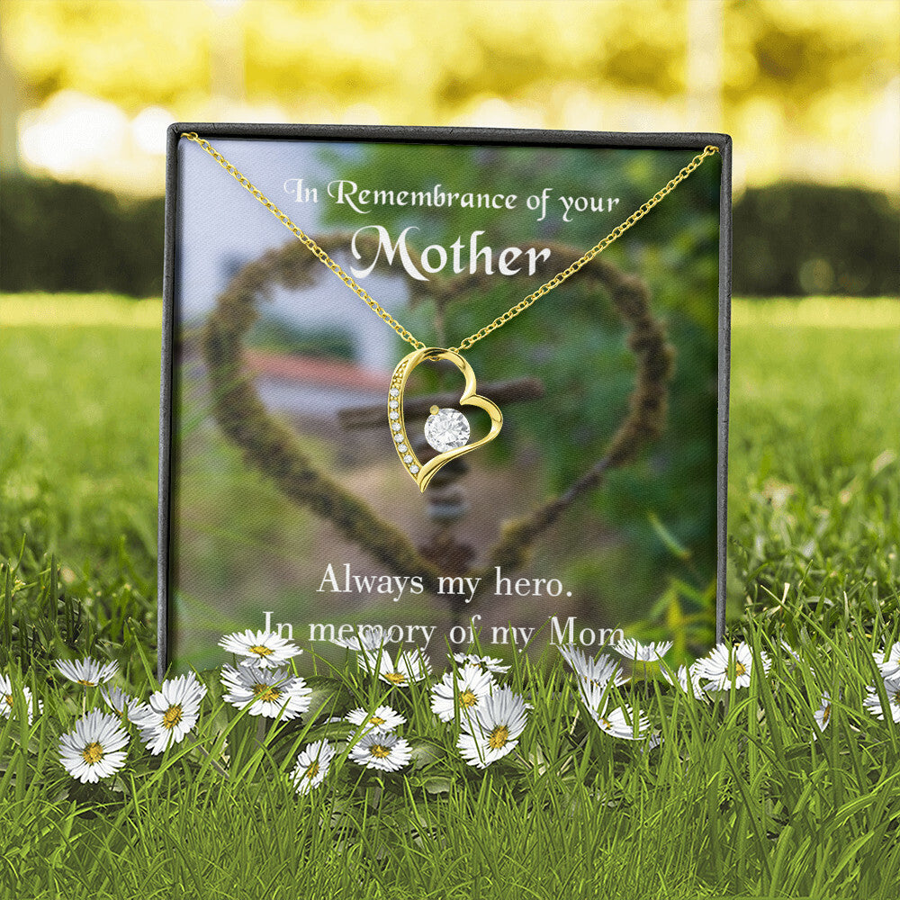 To Mom Remembrance Message Always my Hero Forever Necklace w Message Card-Express Your Love Gifts