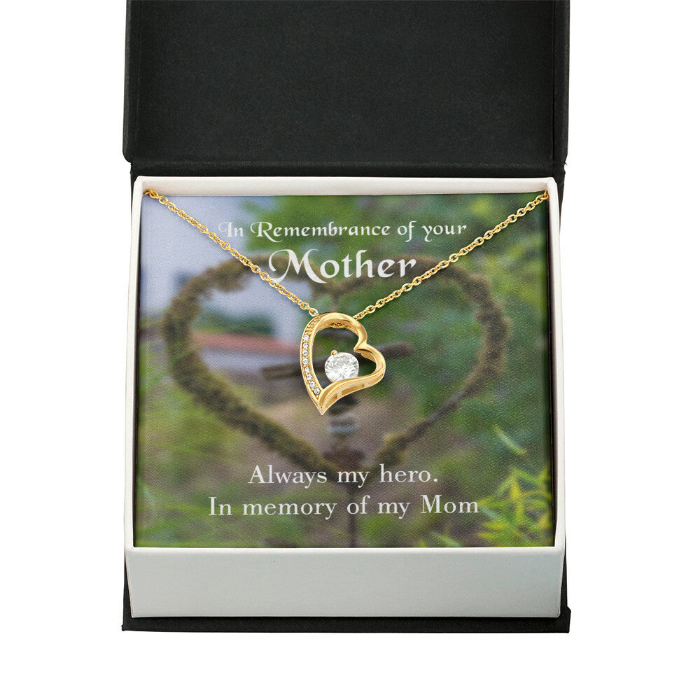 To Mom Remembrance Message Always my Hero Forever Necklace w Message Card-Express Your Love Gifts