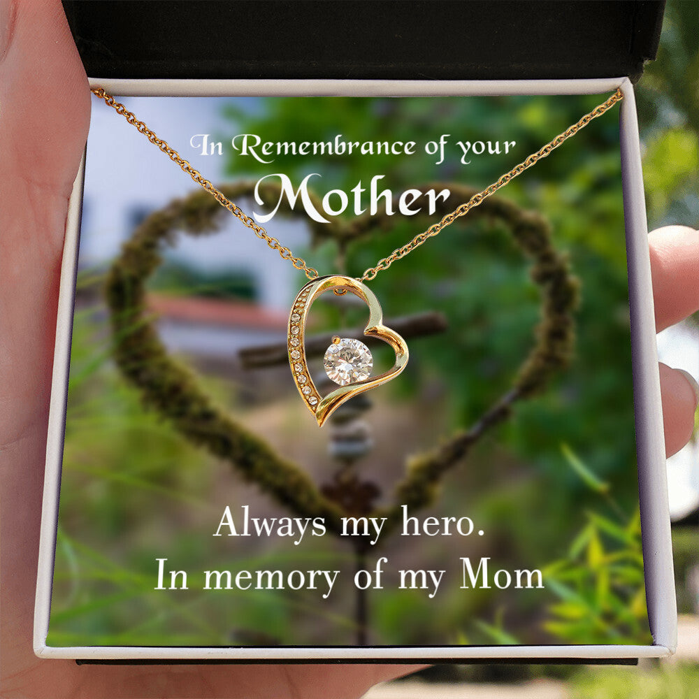 To Mom Remembrance Message Always my Hero Forever Necklace w Message Card-Express Your Love Gifts