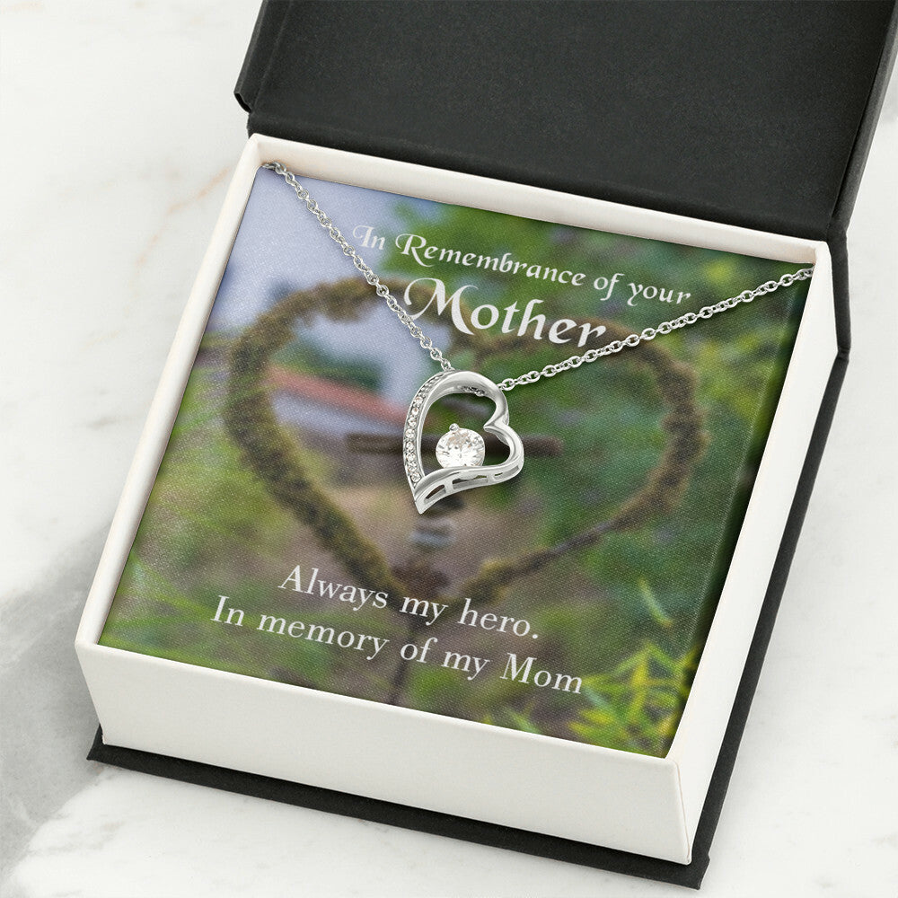 To Mom Remembrance Message Always my Hero Forever Necklace w Message Card-Express Your Love Gifts