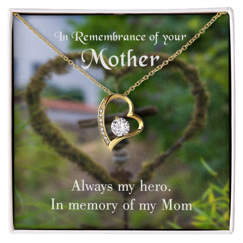 To Mom Remembrance Message Always my Hero Forever Necklace w Message Card-Express Your Love Gifts