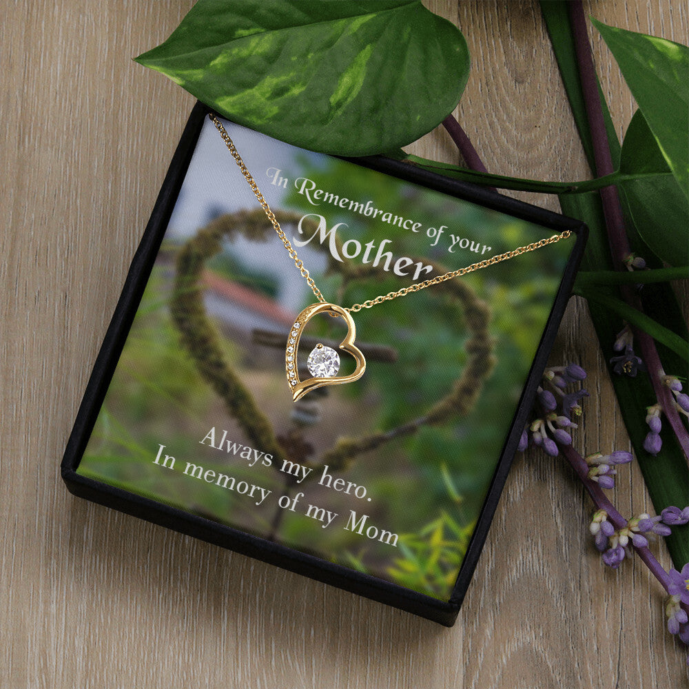 To Mom Remembrance Message Always my Hero Forever Necklace w Message Card-Express Your Love Gifts