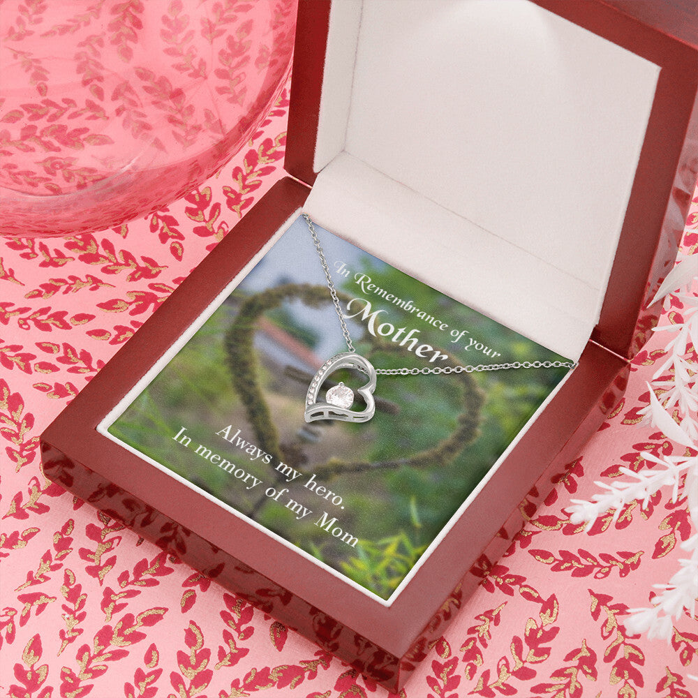 To Mom Remembrance Message Always my Hero Forever Necklace w Message Card-Express Your Love Gifts