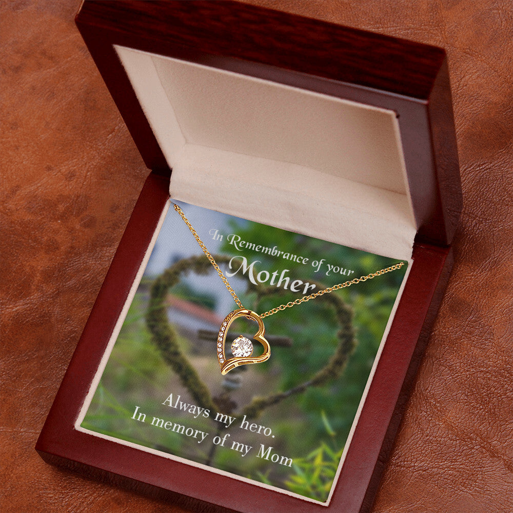 To Mom Remembrance Message Always my Hero Forever Necklace w Message Card-Express Your Love Gifts