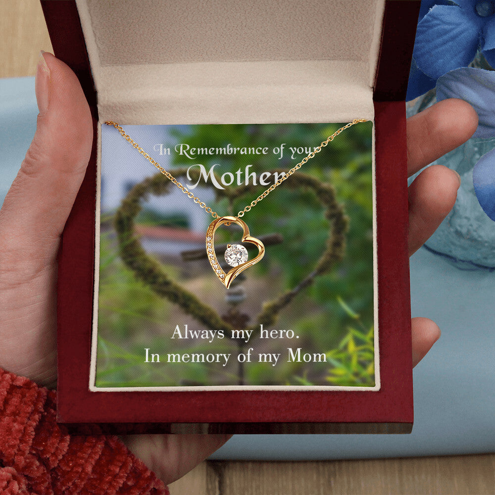To Mom Remembrance Message Always my Hero Forever Necklace w Message Card-Express Your Love Gifts