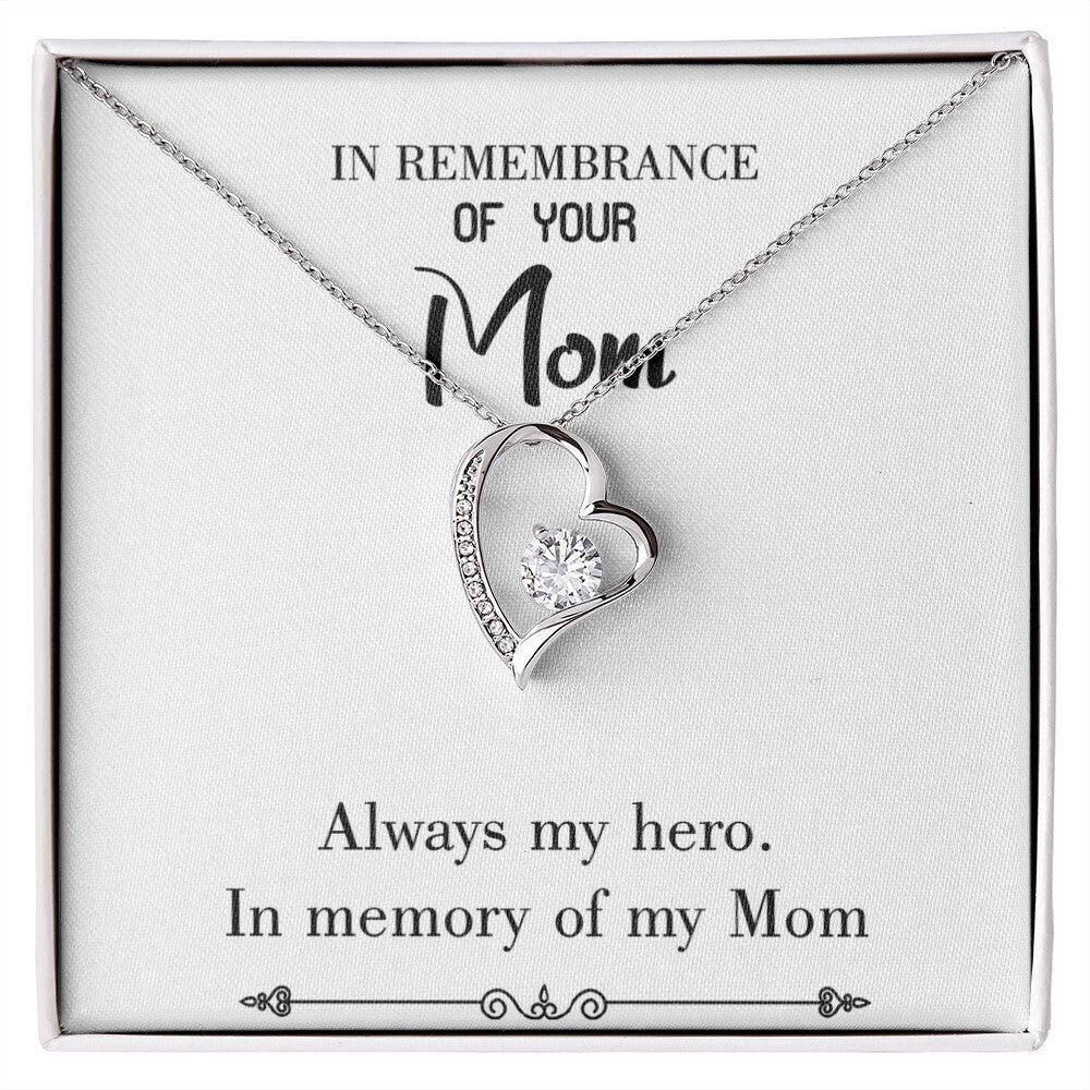 To Mom Remembrance Message Always my Hero White Forever Necklace w Message Card-Express Your Love Gifts