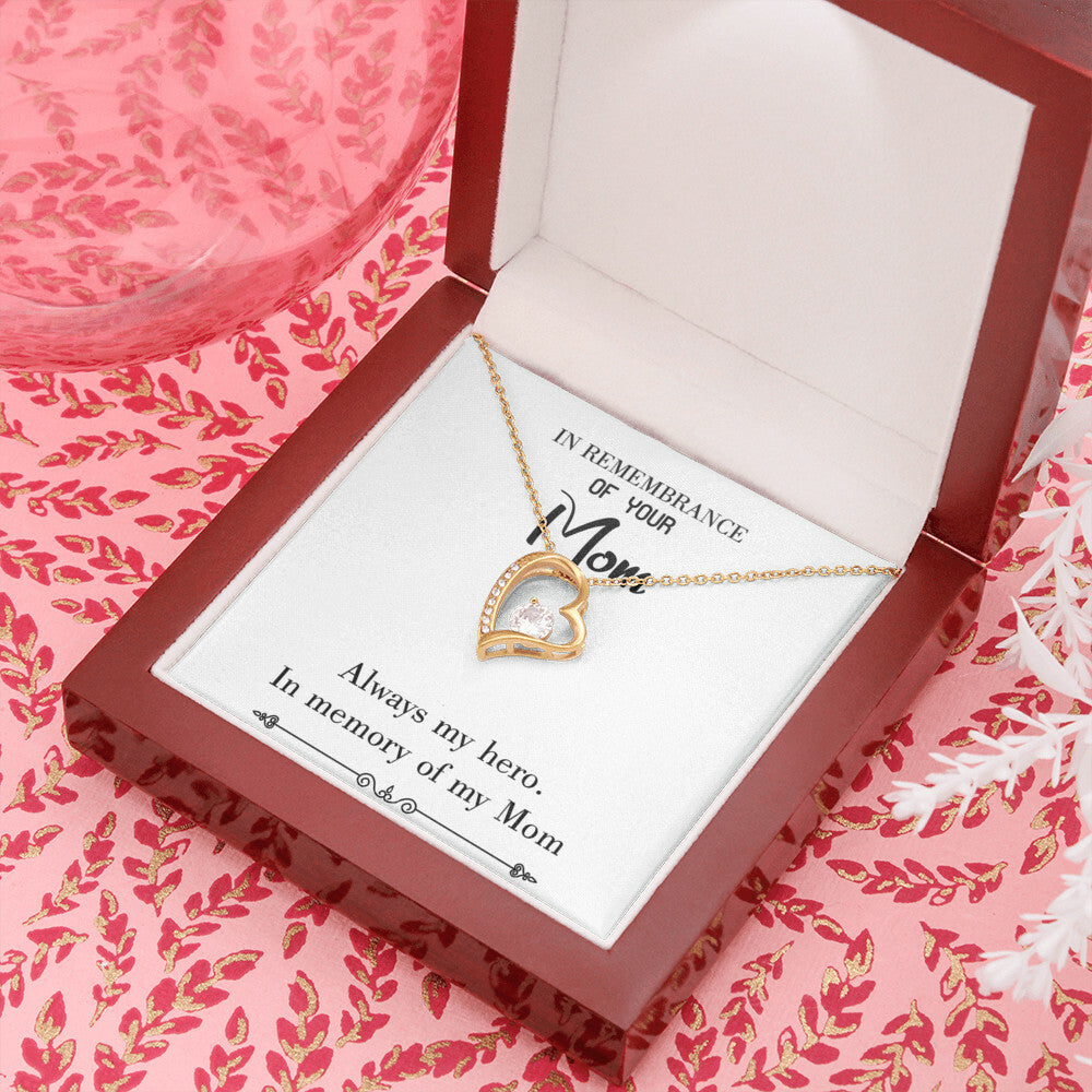 To Mom Remembrance Message Always my Hero White Forever Necklace w Message Card-Express Your Love Gifts