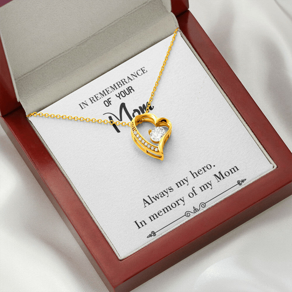 To Mom Remembrance Message Always my Hero White Forever Necklace w Message Card-Express Your Love Gifts