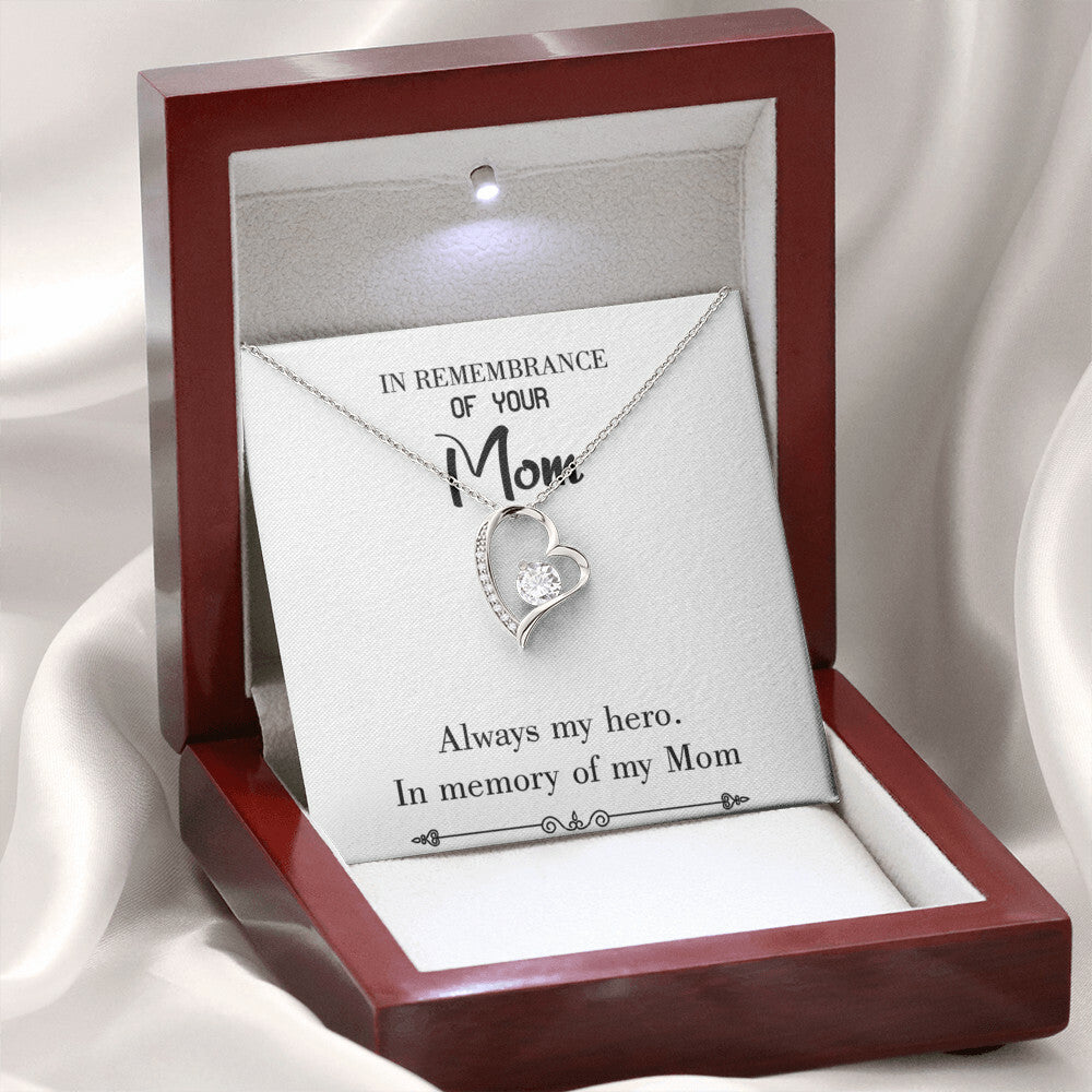 To Mom Remembrance Message Always my Hero White Forever Necklace w Message Card-Express Your Love Gifts