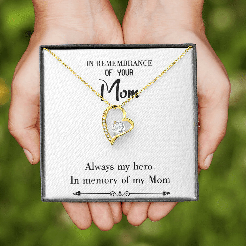 To Mom Remembrance Message Always my Hero White Forever Necklace w Message Card-Express Your Love Gifts