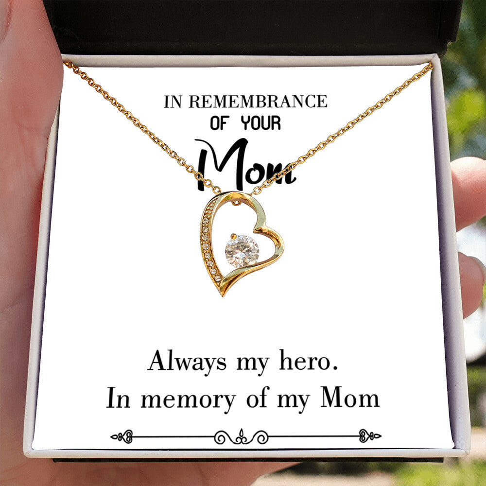 To Mom Remembrance Message Always my Hero White Forever Necklace w Message Card-Express Your Love Gifts