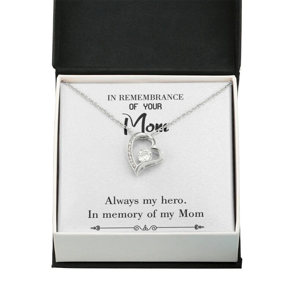 To Mom Remembrance Message Always my Hero White Forever Necklace w Message Card-Express Your Love Gifts