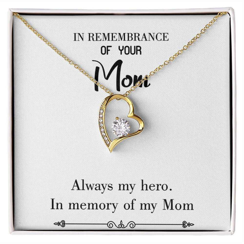 To Mom Remembrance Message Always my Hero White Forever Necklace w Message Card-Express Your Love Gifts