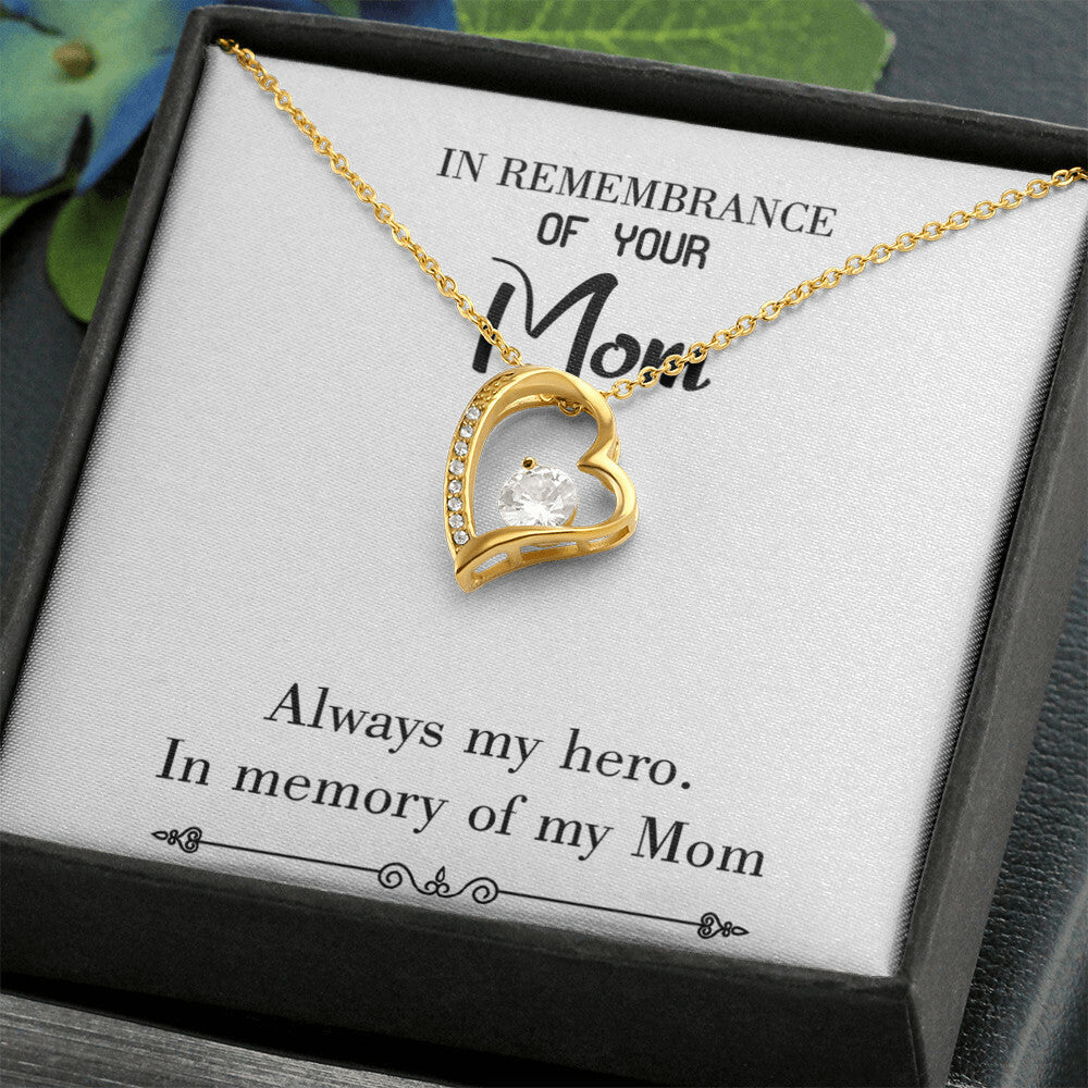 To Mom Remembrance Message Always my Hero White Forever Necklace w Message Card-Express Your Love Gifts