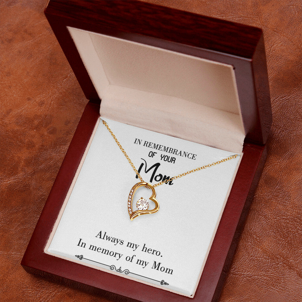 To Mom Remembrance Message Always my Hero White Forever Necklace w Message Card-Express Your Love Gifts