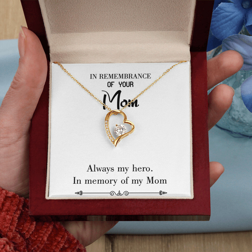 To Mom Remembrance Message Always my Hero White Forever Necklace w Message Card-Express Your Love Gifts