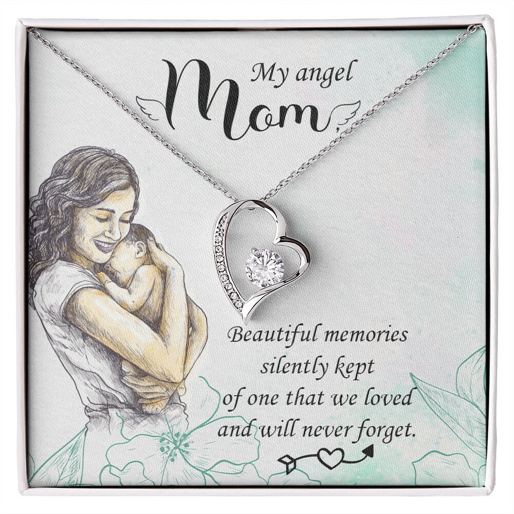 To Mom Remembrance Message Beautiful Memories Forever Necklace w Message Card-Express Your Love Gifts