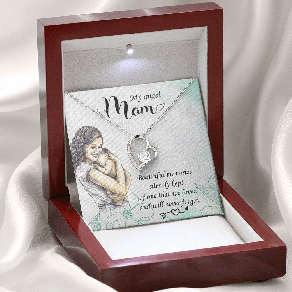 To Mom Remembrance Message Beautiful Memories Forever Necklace w Message Card-Express Your Love Gifts