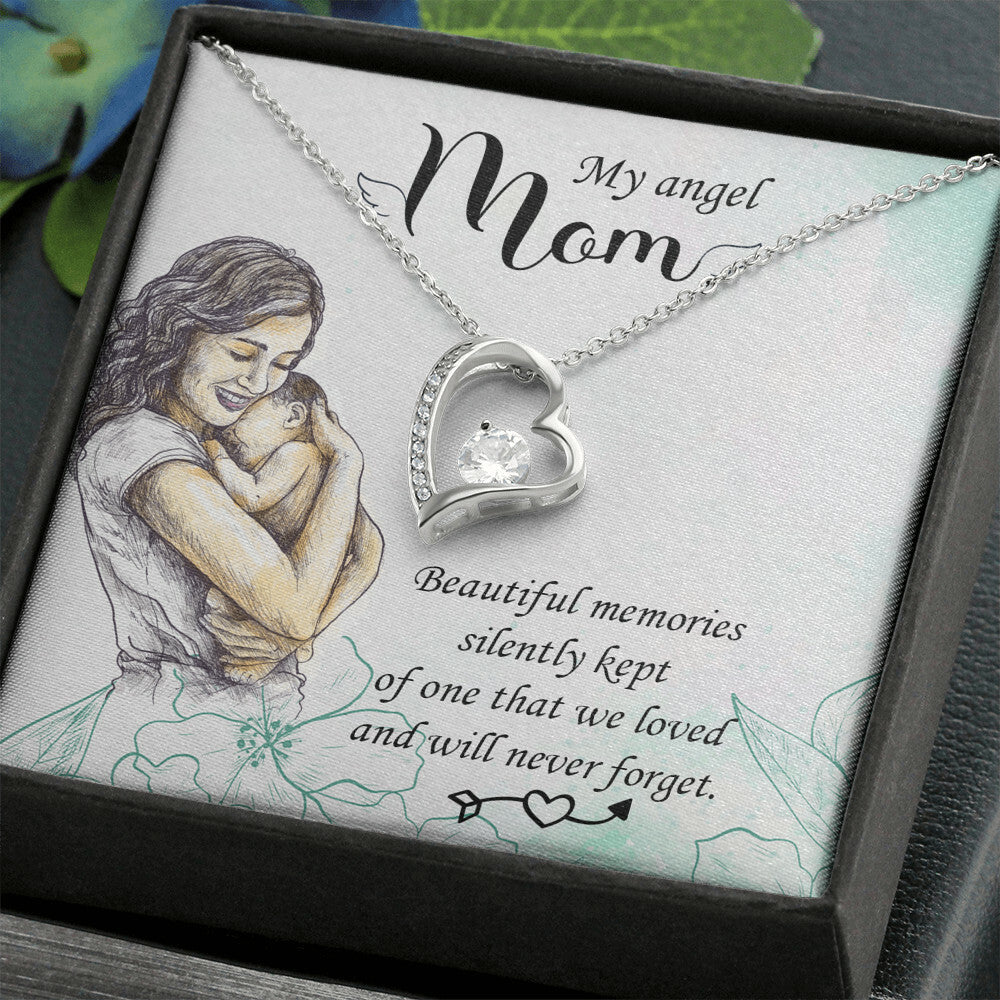 To Mom Remembrance Message Beautiful Memories Forever Necklace w Message Card-Express Your Love Gifts