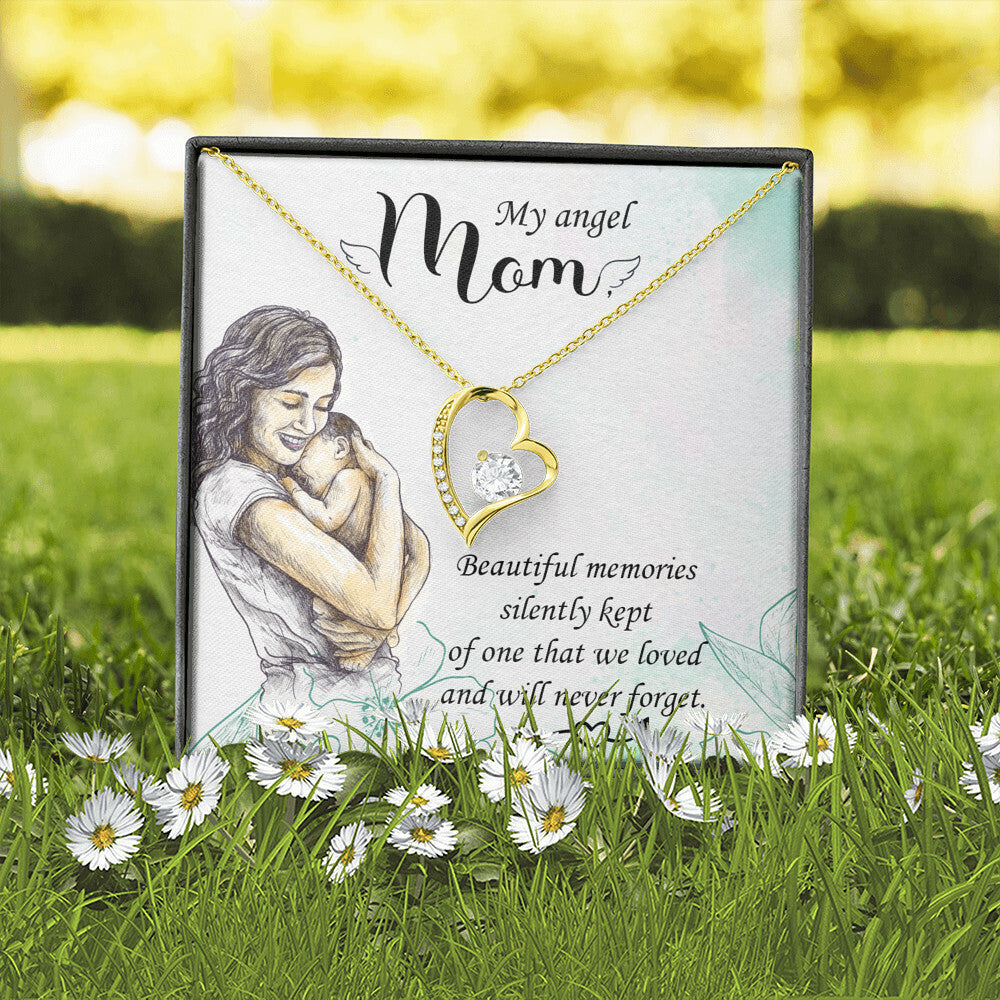 To Mom Remembrance Message Beautiful Memories Forever Necklace w Message Card-Express Your Love Gifts