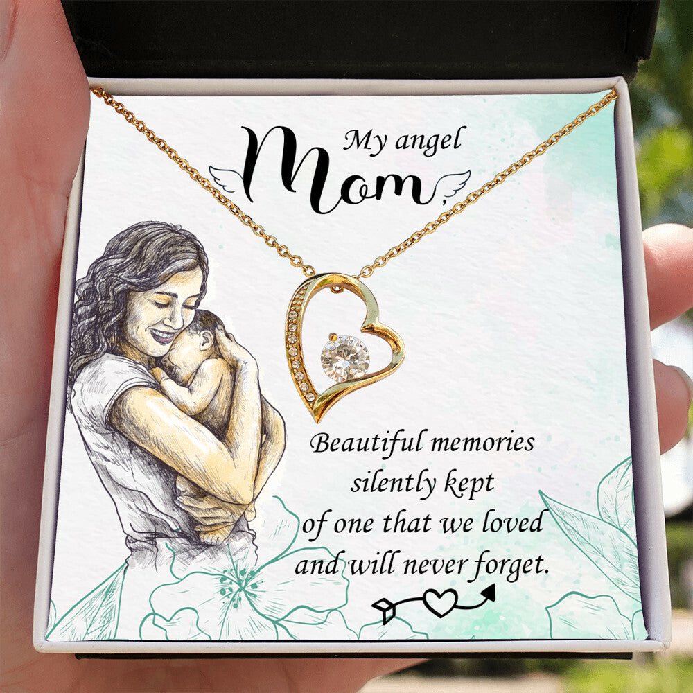 To Mom Remembrance Message Beautiful Memories Forever Necklace w Message Card-Express Your Love Gifts