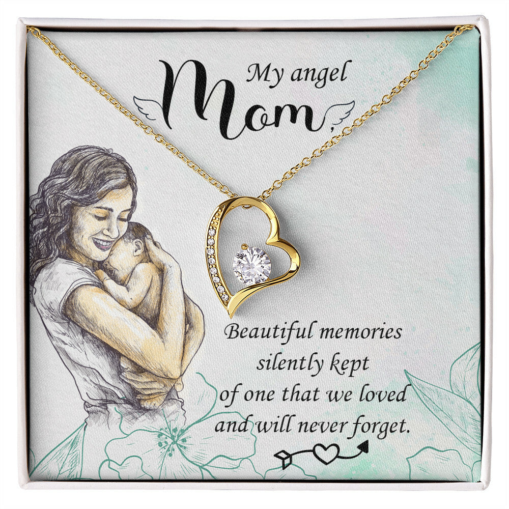 To Mom Remembrance Message Beautiful Memories Forever Necklace w Message Card-Express Your Love Gifts