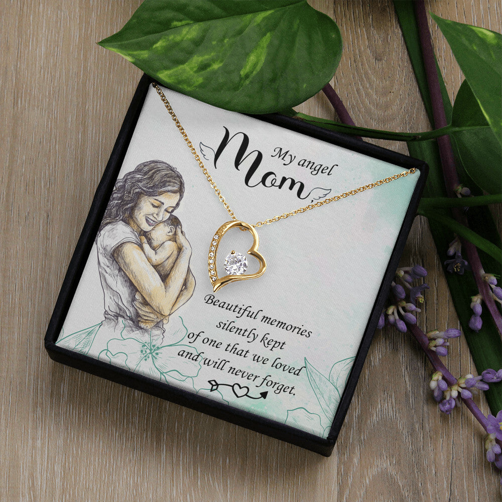 To Mom Remembrance Message Beautiful Memories Forever Necklace w Message Card-Express Your Love Gifts