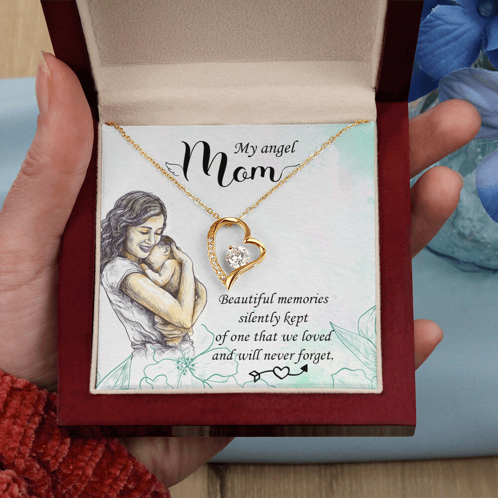 To Mom Remembrance Message Beautiful Memories Forever Necklace w Message Card-Express Your Love Gifts