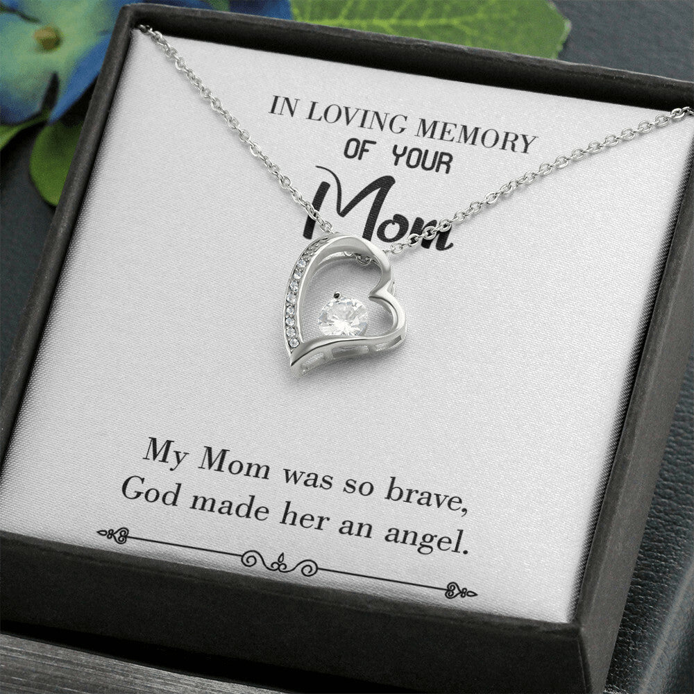 To Mom Remembrance Message Brave Mom White Forever Necklace w Message Card-Express Your Love Gifts