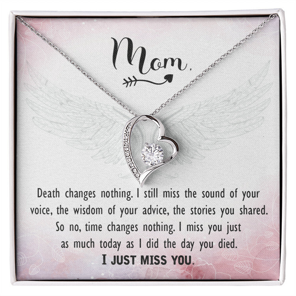 To Mom Remembrance Message Death Changes Nothing Forever Necklace w Message Card-Express Your Love Gifts