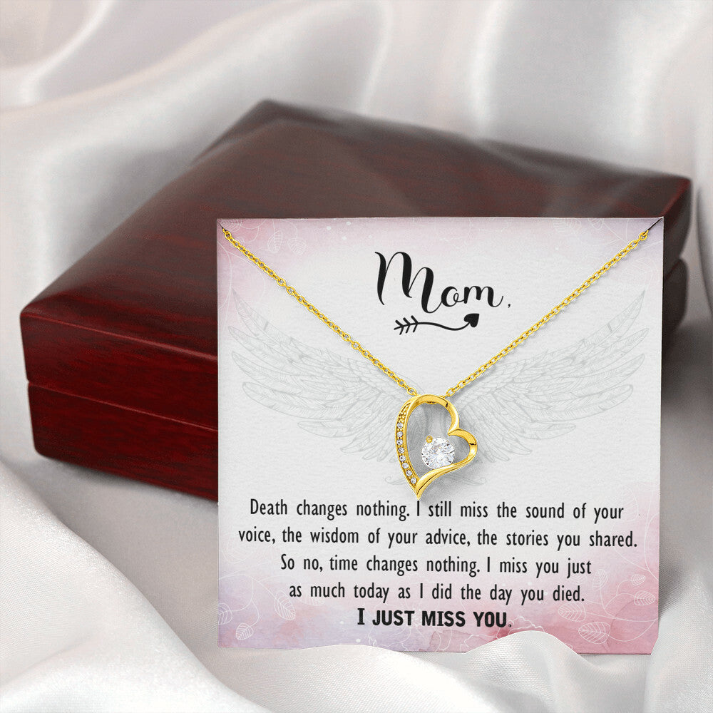 To Mom Remembrance Message Death Changes Nothing Forever Necklace w Message Card-Express Your Love Gifts