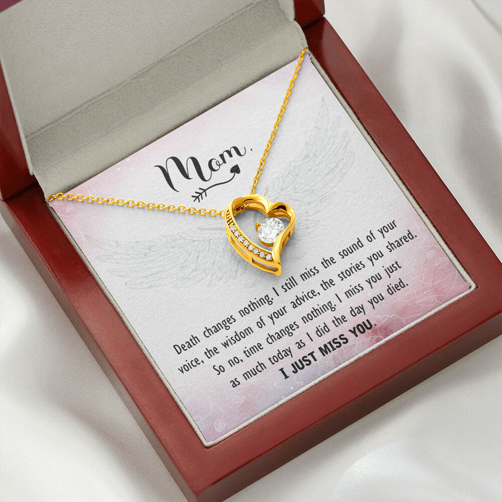 To Mom Remembrance Message Death Changes Nothing Forever Necklace w Message Card-Express Your Love Gifts