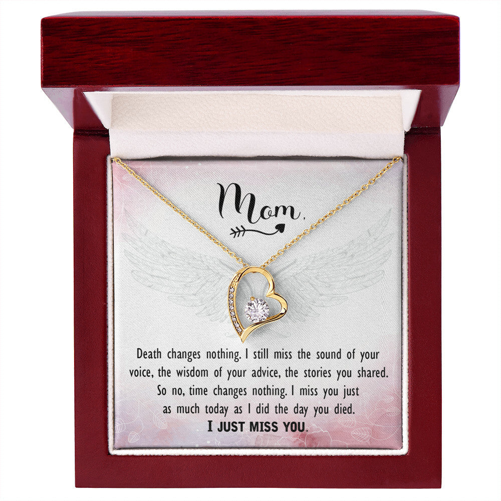 To Mom Remembrance Message Death Changes Nothing Forever Necklace w Message Card-Express Your Love Gifts